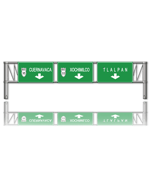 Señalamiento fabricado en lámina galvanizada cal. 16, cuenta con esquinas redondeadas, acabado en fondo reflejante grado ingeniería