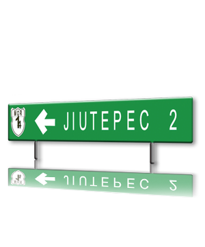 Señalamiento fabricado en lámina galvanizada cal. 16, cuenta con esquinas redondeadas, acabado en fondo reflejante grado ingeniería