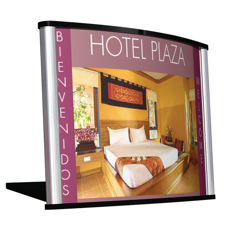 Señal premium con avisos gráficos especiales para colocarse sobre superficies horizontales, cuenta con base plástica para una mejor fijación