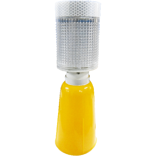 Lampara de luz alternada rojo y azul, con interruptor de encendido y apagado, cinta reflejante, base cónica,  visible a gran distancia,