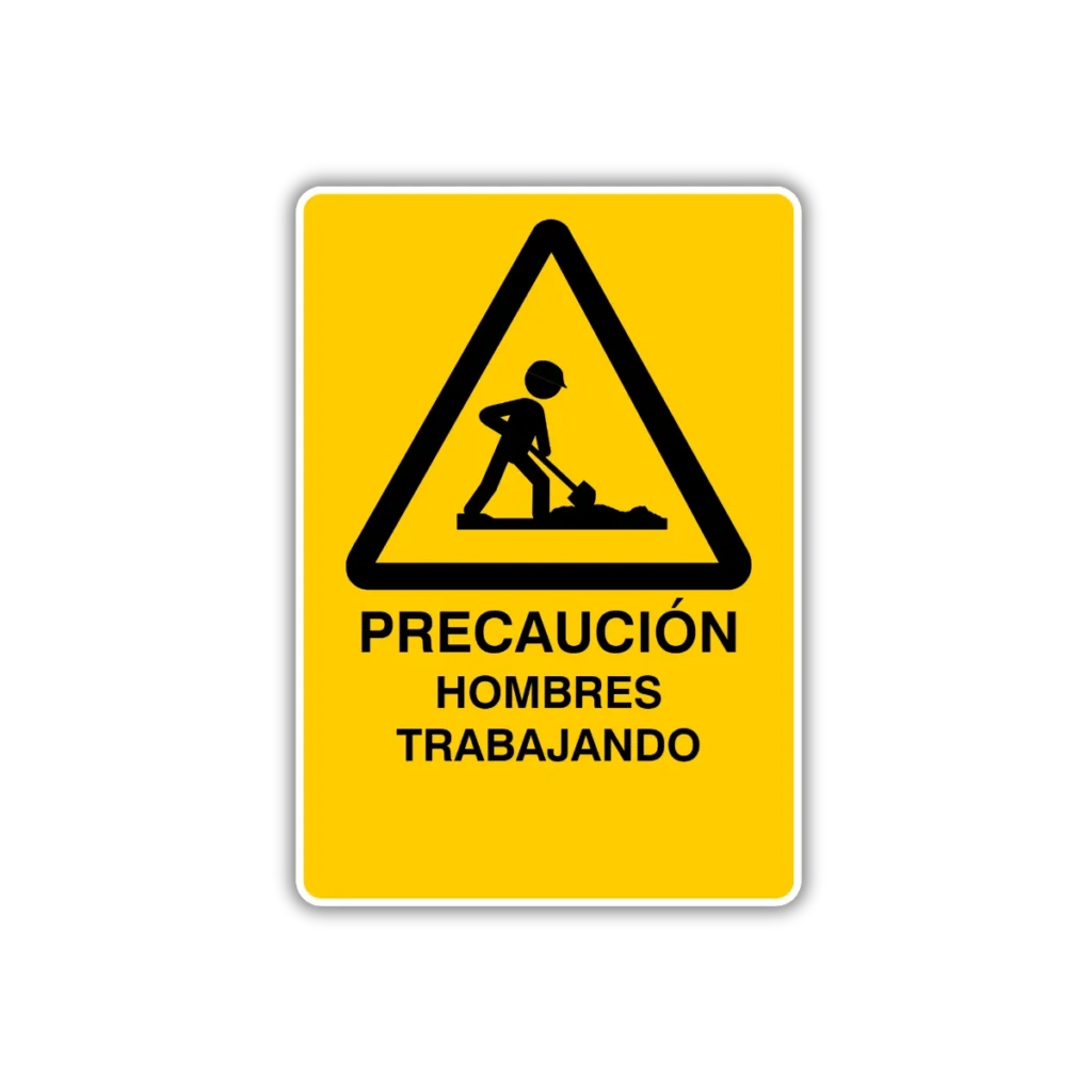 Precaución hombres trabajando
